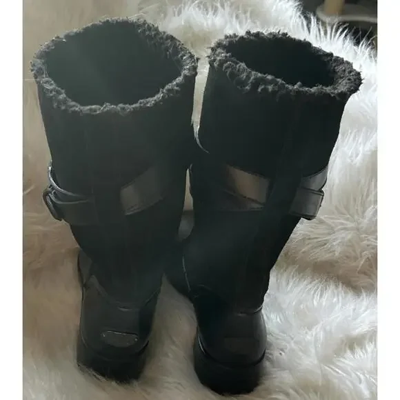 Coach Zena Black Leather, Shearling, Rubber Winter Cold Weather Snow Boots sz 9 - Picture 7 of 10